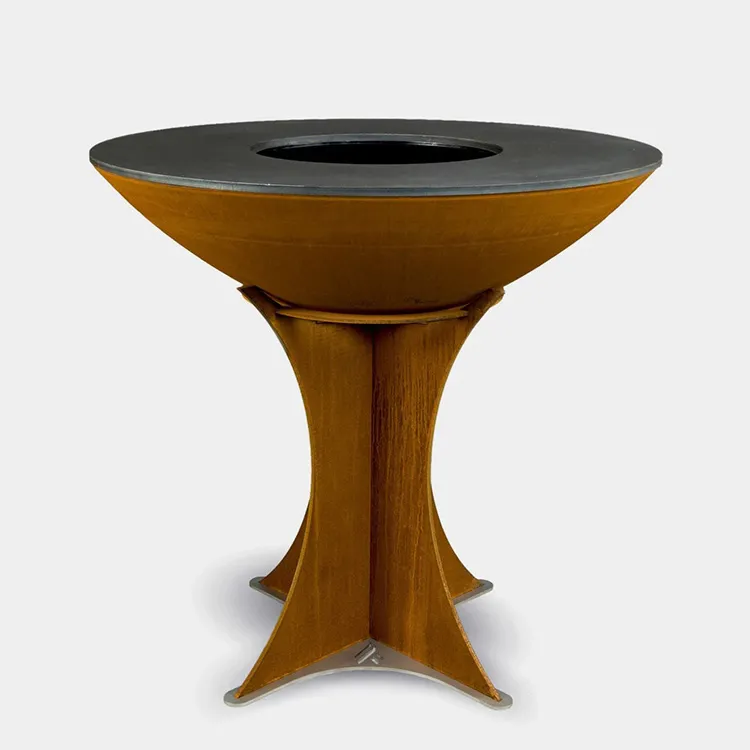 Corten Çelik Açık Hava Ahşap Barbekü Izgarası