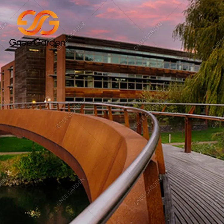 Corten Çelik Güçlü Metal Bahçe Köprüsü