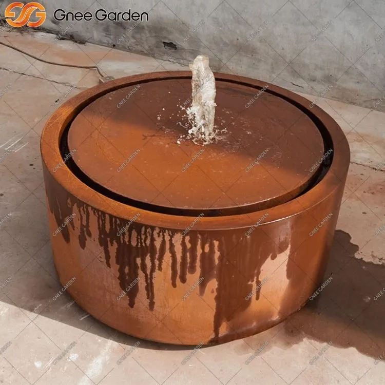 LED Işıklı Modern Corten Çelik Su Çeşmesi