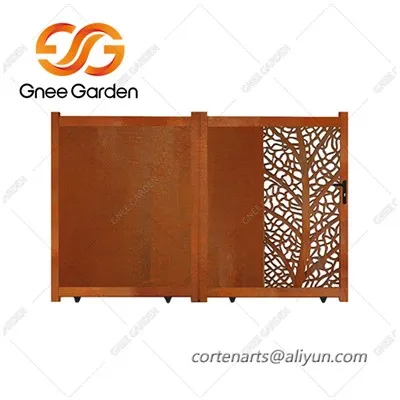 Corten Çelik Villalar Metal Kapı Arka Bahçesi