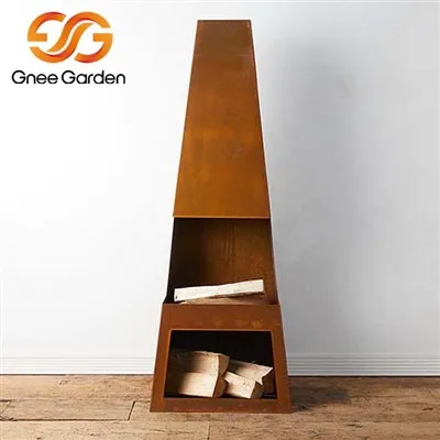 Dış Mekan Bağlantısız Corten Çelik Paslı Şömine