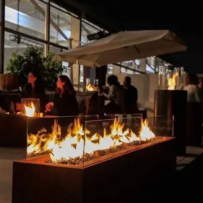 Açık Dumansız Corten Çelik Gazlı Ateş Çukuru Masası